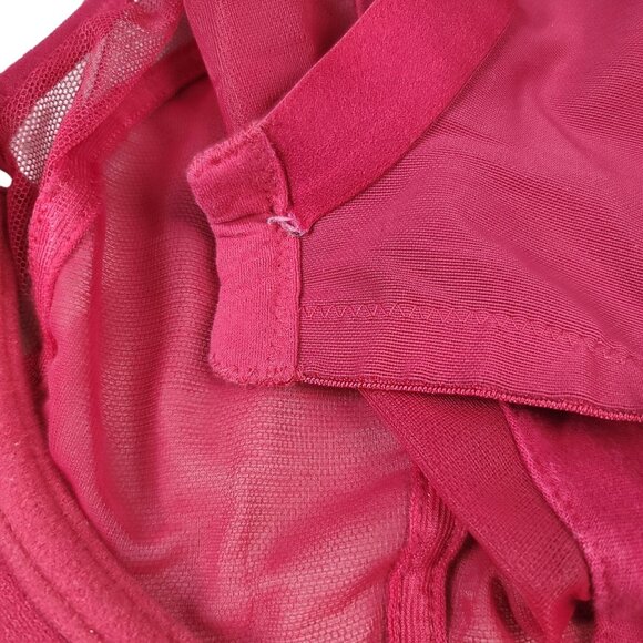 Elomi Sachi Underwire Plunge Bra Ruby Red 32M Wide Adj Unlined Sheer Unpadded - Picture 9 of 9